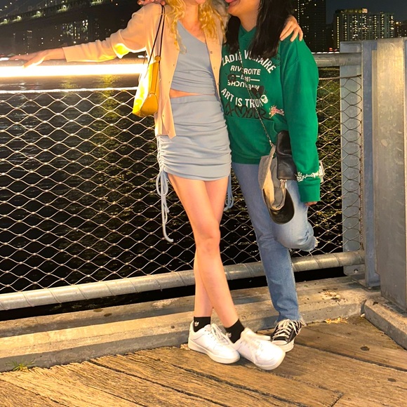 One Shoulder Drawstring Ruched Side Top and Skirt Set - Picture 3 of 3